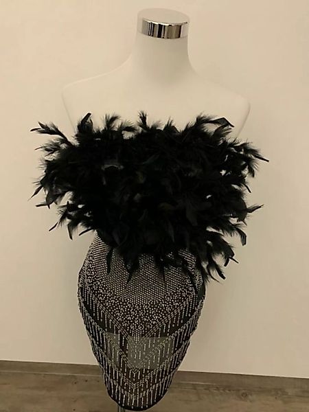 Lelü Fashion Abendkleid Pailletten Cocktailkleid mit Federn schwarz Paillet günstig online kaufen