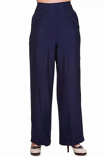 Banned Schlaghose Retro Full Moon Navy Blau Vintage Trousers 40er Jahre Sti günstig online kaufen