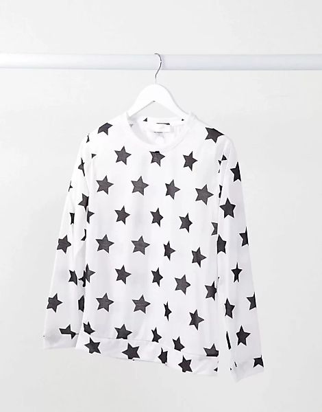 Outrageous Fortune – Weißer Schlafanzug-Pullover mit Sternen-Print-Mehrfarb günstig online kaufen