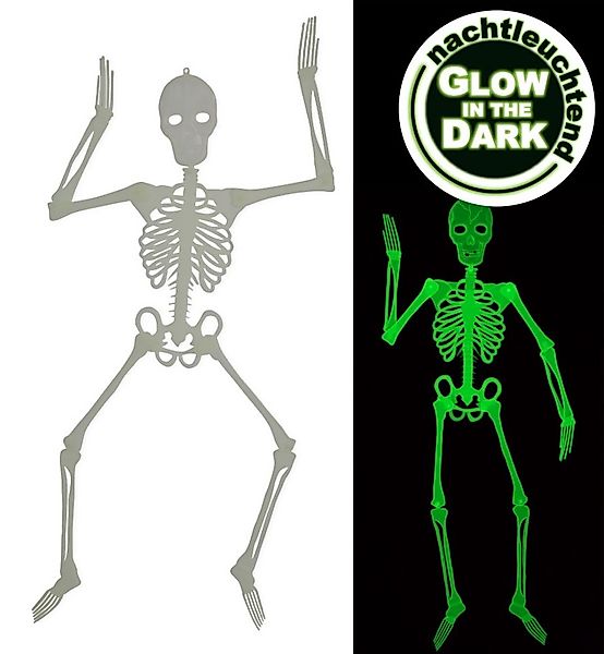 Fries Hängedekoration XXL Deko Skelett 120 cm Nachtleuchtend Halloween Karn günstig online kaufen