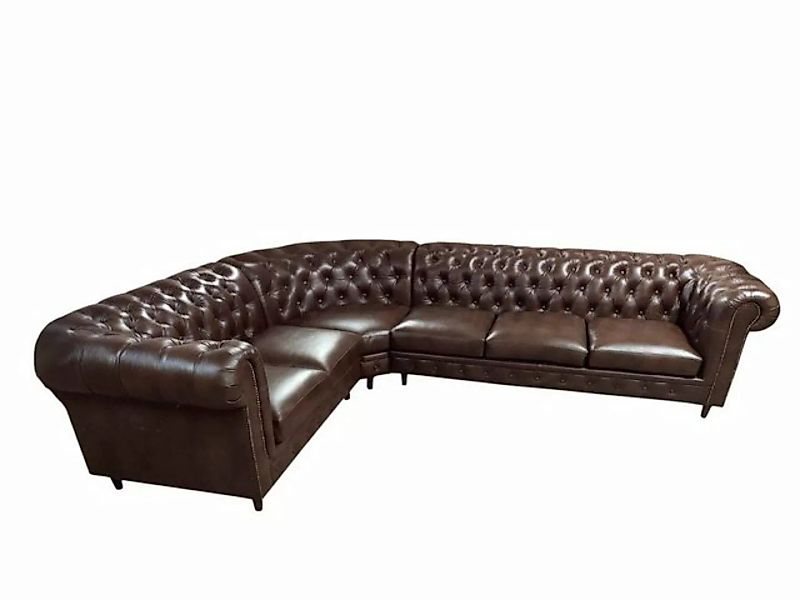 JVmoebel Ecksofa Braunes Chesterfield Ledersofa L-Form Couch Luxus Eckgarni günstig online kaufen