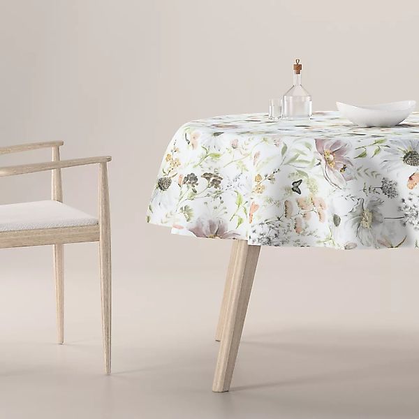 Runde Tischdecke, weiß-beige, Gardenia (143-96) günstig online kaufen
