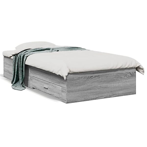 vidaXL Bettgestell mit Schubladen Grau Sonoma 100x200 cm Holzwerkstoff 3280 günstig online kaufen