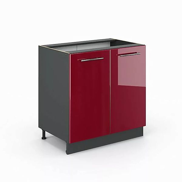 Vicco Spülenunterschrank Fame-Line, Bordeaux Hochglanz/Anthrazit, 80 cm mit günstig online kaufen