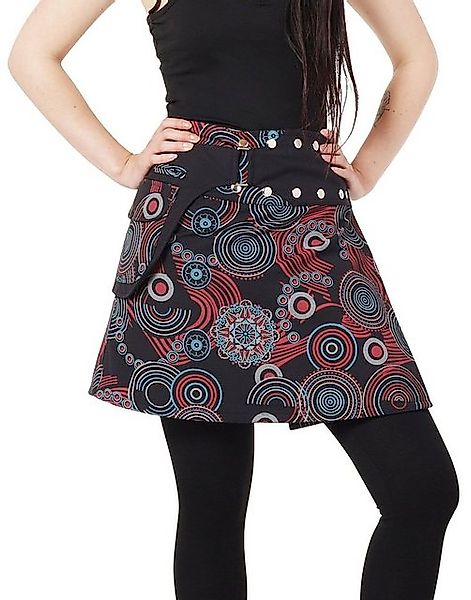 PUREWONDER Wickelrock Damen Rock mit Muster und Tasche sk195 Baumwolle Einh günstig online kaufen