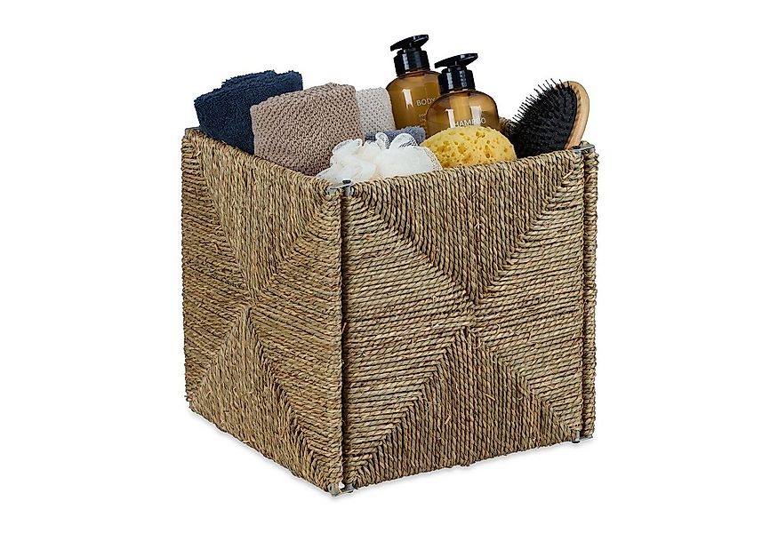 relaxdays Regalkorb Quadratischer Aufbewahrungskorb Seegras günstig online kaufen