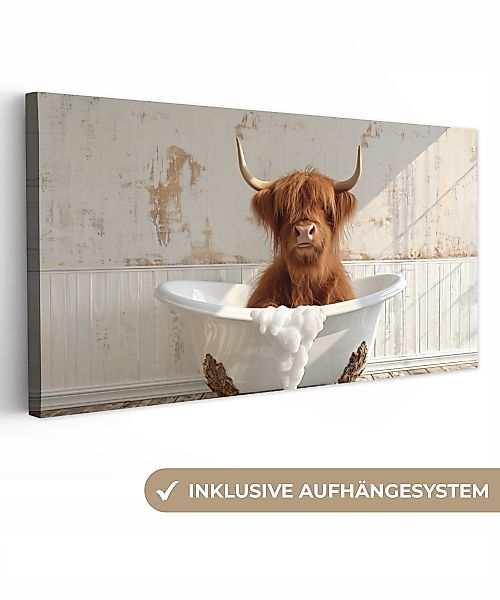 OneMillionCanvasses® Leinwandbild Panorama Schottischer Highlander - günstig online kaufen