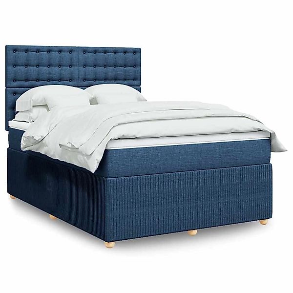 vidaXL Boxspringbett mit Matratze Blau 140x190 cm Stoff 3294371 günstig online kaufen