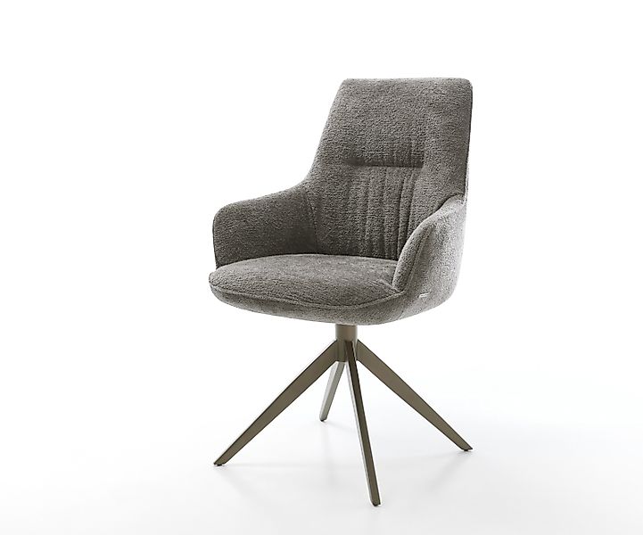 Drehstuhl Zelia-Flex mit Armlehnen Bouclé Soft Schlamm Kreuzgestell breit E günstig online kaufen