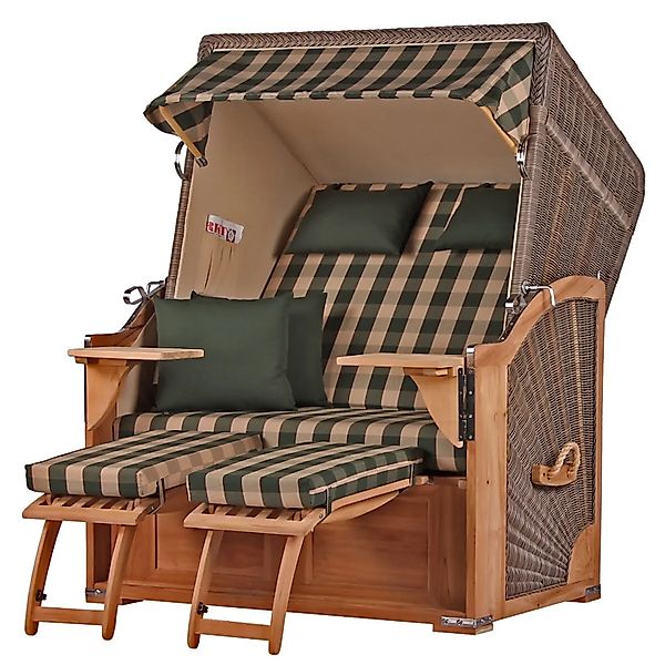 bene,iving Strandkorb Komplettset Schaalsee Teak PE grau Modell 506 günstig online kaufen