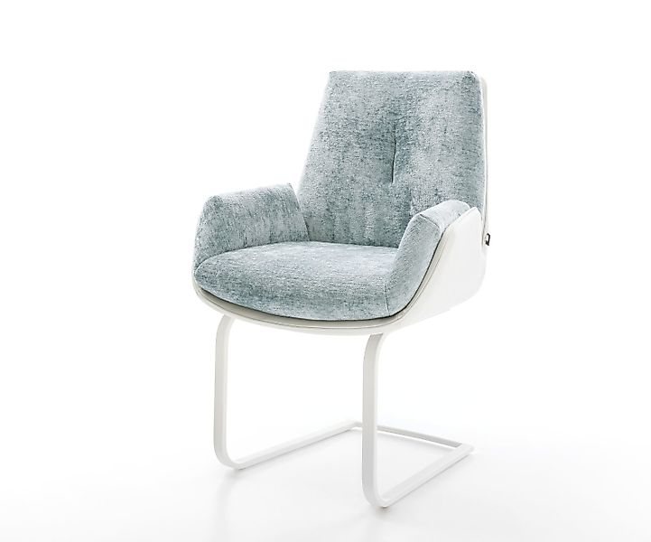 Freischwinger Clea-Flex Materialmix Echtleder Weiß-Pastellblau Freischwinge günstig online kaufen