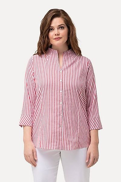 Ulla Popken Longbluse Bluse Streifen Kelchkragen 3/4-Arm günstig online kaufen