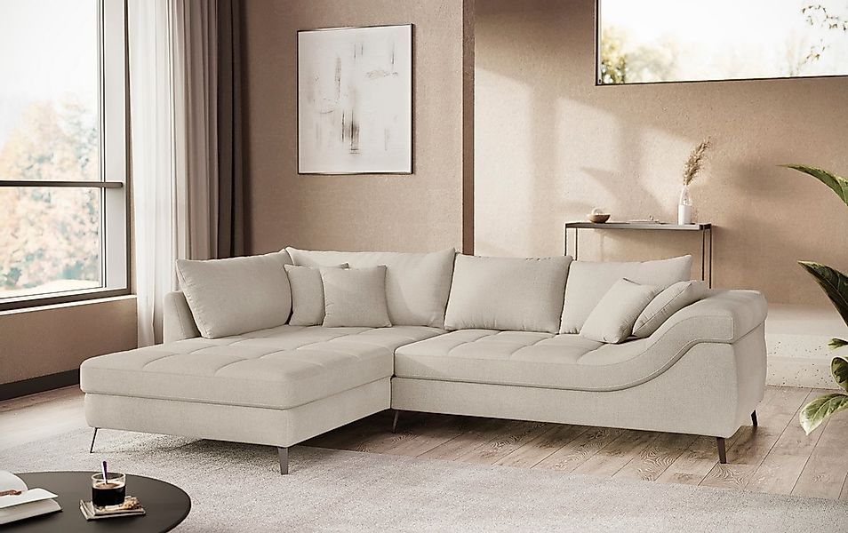 Mr. Couch Ecksofa »Portofino L-Form«, 4 Bezugsqualitäten, 13,5 cm hohe Meta günstig online kaufen