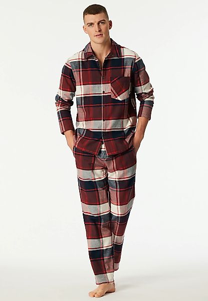 Schiesser Schlafanzug "Selected Premium Warming" 2 tlg. Brusttasche, Baumwo günstig online kaufen