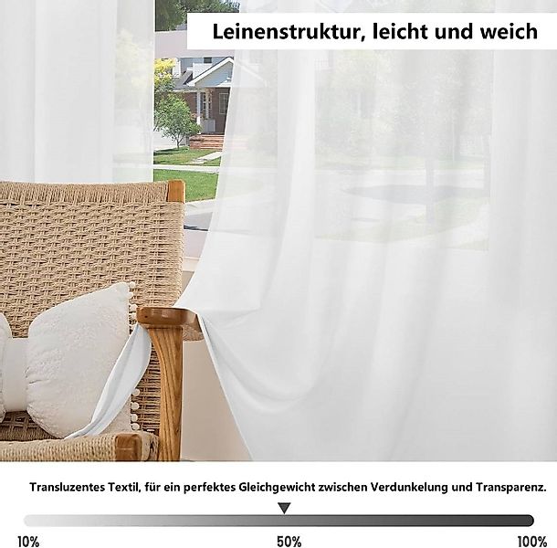 Woltu Gardine, Ösen (2 St), halbtransparent, günstig online kaufen