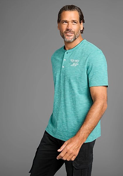 Mans World Henleyshirt, mit Stehkragen-Optik und funktionaler Knopfleiste günstig online kaufen