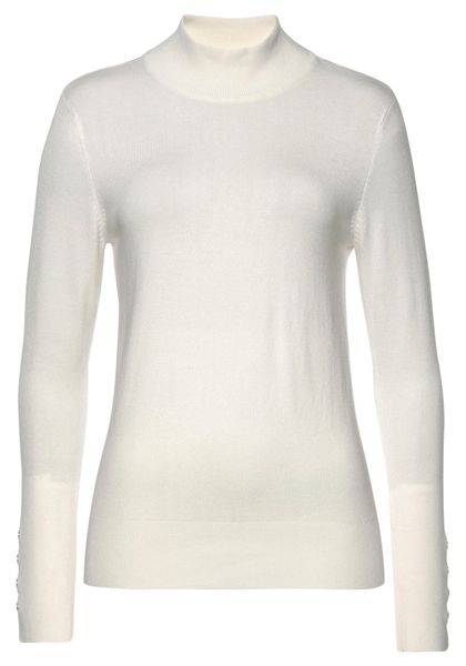 LASCANA Strickpullover mit Zierknöpfen am Ärmelabschluss, leichter Rollkrag günstig online kaufen
