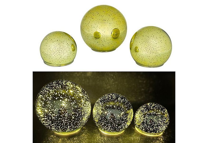 Online-Fuchs LED Dekolicht - 3er Set Glaskugeln mit LED-Lichterkette & Time günstig online kaufen