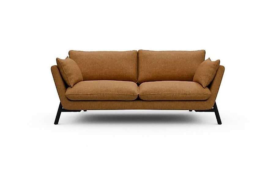 moebelfaktor Sofa Emil 2-Sitzer Beinfarbe Eiche Schwarz, schräg gestellte A günstig online kaufen