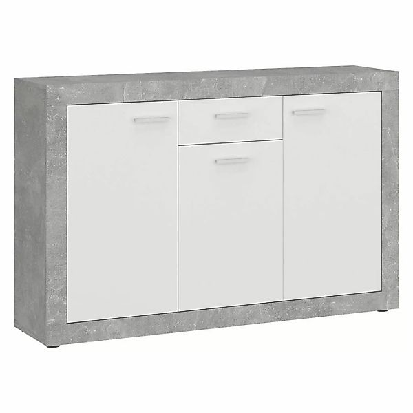 Kommode Focus Beton Optik weiß glänzend B/H/T: ca. 133,9x90x39 cm günstig online kaufen