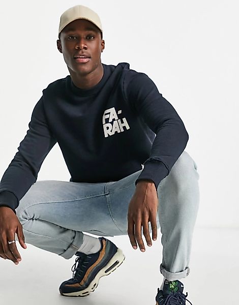Farah – Gleason – Sweatshirt in Marineblau mit Logo günstig online kaufen