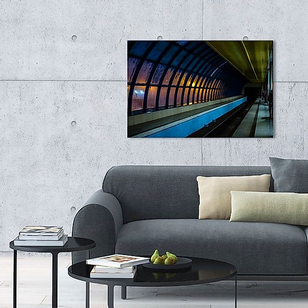 queence Acrylglasbild "Bahngleis", Kunst-Züge-Zugbilder-Städte-Gebäude, Fin günstig online kaufen