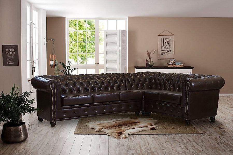 Home affaire Chesterfield-Sofa Rysum L-Form, Chesterfield-Optik, langer Sch günstig online kaufen