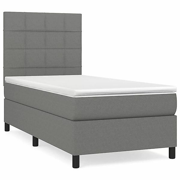 vidaXL Bett Boxspringbett mit Matratze Dunkelgrau günstig online kaufen