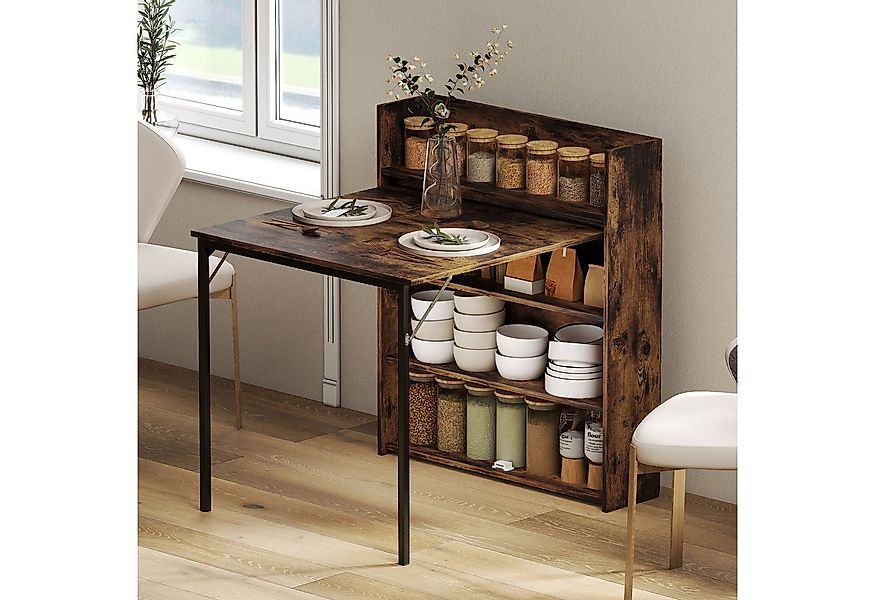 HOMCOM Klapptisch mit Regal (Esszimmertisch, 1-St., Küchentisch), für Esszi günstig online kaufen