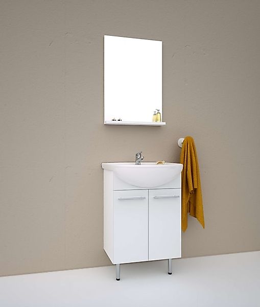 welltime Badezimmer-Set »Quadro« Komplett-Set, Spiegel, Waschtisch incl. Wa günstig online kaufen