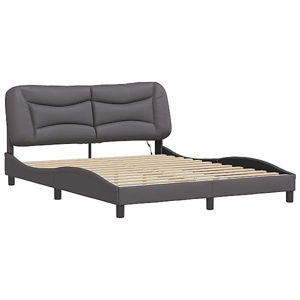 vidaXL Bettgestell mit LED ohne Matratze Hvar Grau 160x200 cm 3213944 günstig online kaufen