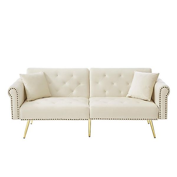 Furnishings Home Schlafsofa Sofa mit Samtbezug und vergoldeten Füßen Modern günstig online kaufen