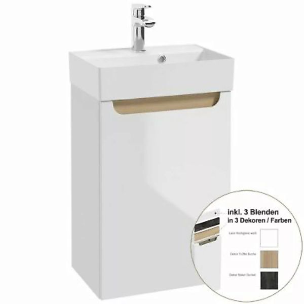 Lomadox Waschtischunterschrank mit 45cm Keramikbecken SOFIA-107 in weiß, Ho günstig online kaufen