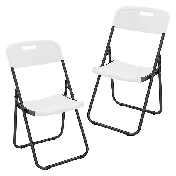 ECD Germany Klappstühle 2Er Set Weiß Kunststoff Stahlrahmen günstig online kaufen