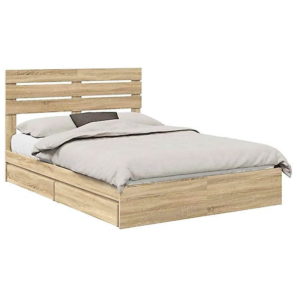 vidaXL Stauraumbett Sonoma-Eiche 160 x 200 cm Holzwerkstoff 3411555 günstig online kaufen