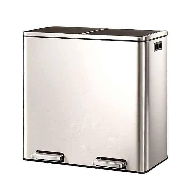 Songmics Mülleimer Pary 2 Fächer x 30 l Silber-Schwarz günstig online kaufen