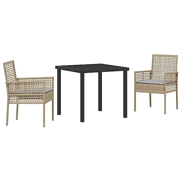 vidaXL 3-Teilige Garten Essgruppe mit Kissen Beiges Poly Rattan 3379884 günstig online kaufen