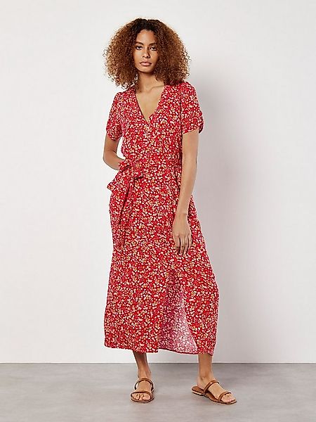 Apricot Midikleid Ditsy Floral Decorative Button Dress mit Tallenbindeband günstig online kaufen