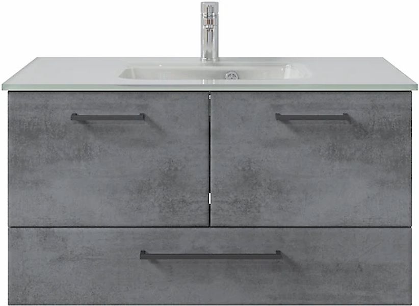 Saphir Badmöbel-Set »Quickset 945 Glas-Waschtisch mit Unterschrank, 99 cm b günstig online kaufen