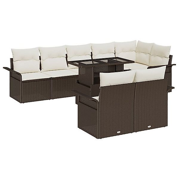 vidaXL Loungesofa 9-teiliges Garten Sofa Set mit Kissen Braun Poly Rattan, günstig online kaufen