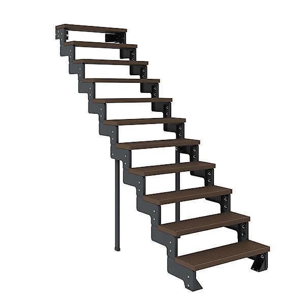 Dolle Außentreppe Gardentop Anthrazit 11 Stufen 80 cm Braun Ohne Geländer günstig online kaufen