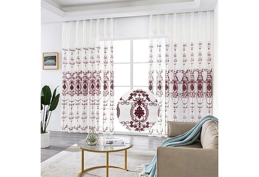 BYSURE Vorhang Blumen Stickerei Vorhänge (2 St), Ösen, transparent, Voile, günstig online kaufen