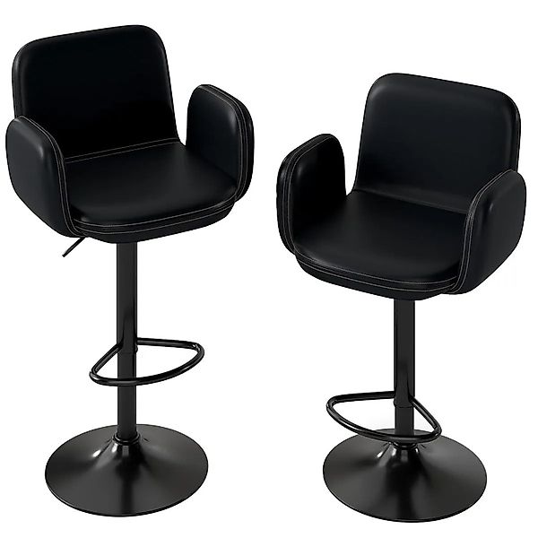 Costway Barhocker 2er Set Drehbar mit Armlehne Schwarz günstig online kaufen