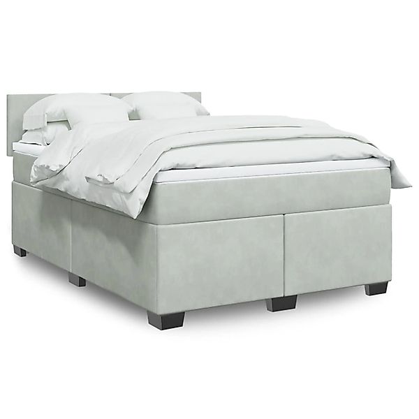 vidaXL Boxspringbett mit Matratze Hellgrau 160x200 cm Samt 3288648 günstig online kaufen