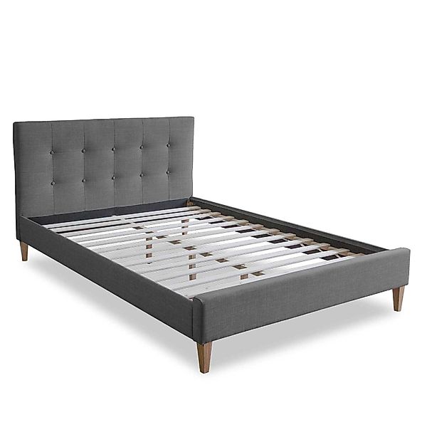 Homestyle4u Polsterbett 160x200 cm Bett Doppelbett mit Lattenrost Grau 1733 günstig online kaufen
