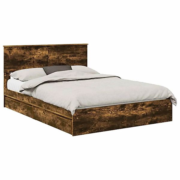 vidaXL Stauraumbett Räuchereiche 140 x 190 cm Holzwerkstoff 3408456 günstig online kaufen