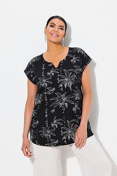 Ulla Popken T-Shirt Top Palmen Boxy Tunika-Ausschnitt ärmellos günstig online kaufen