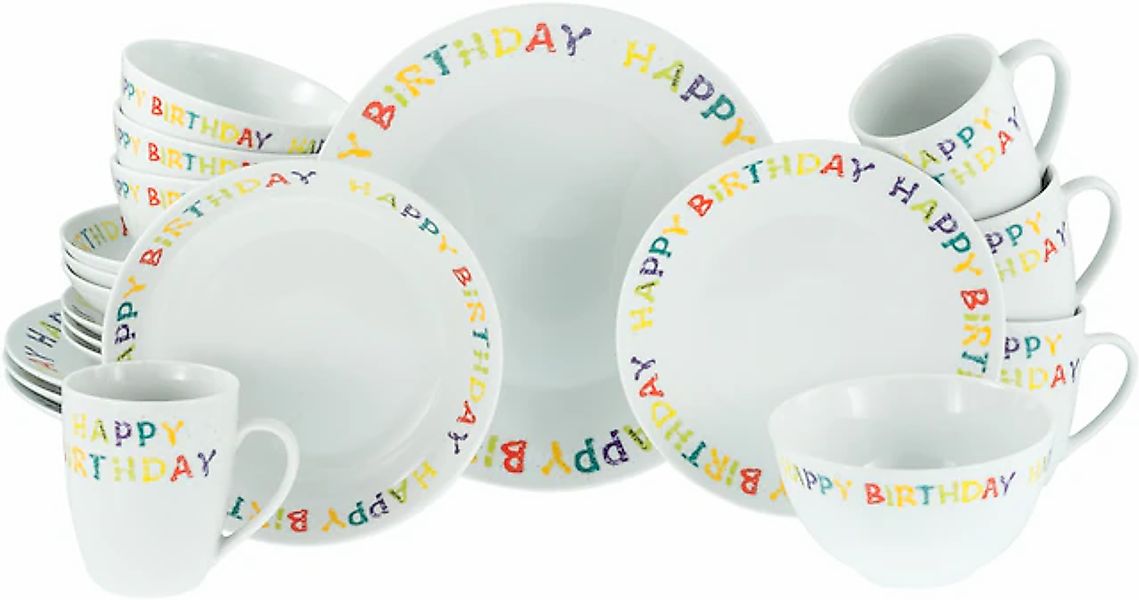 CreaTable Kombiservice »Happy Birthday, Kombi-Service 20-tlg.«, (Set, 20 tl günstig online kaufen