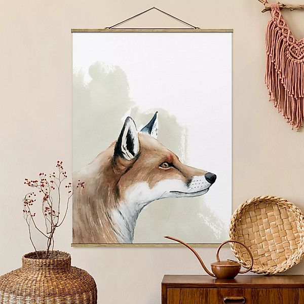 Stoffbild Tiere mit Posterleisten - Hochformat Waldfreunde - Fuchs günstig online kaufen