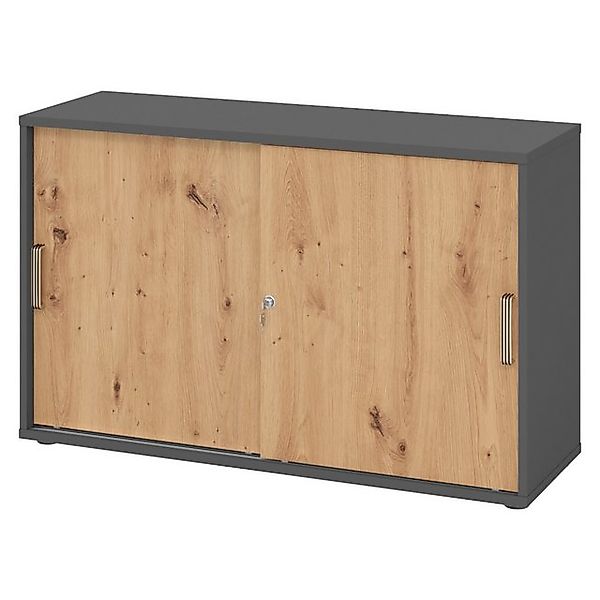 bümö Aktenschrank office Schiebetürenschrank Dekor: Graphit/Asteiche - Grif günstig online kaufen